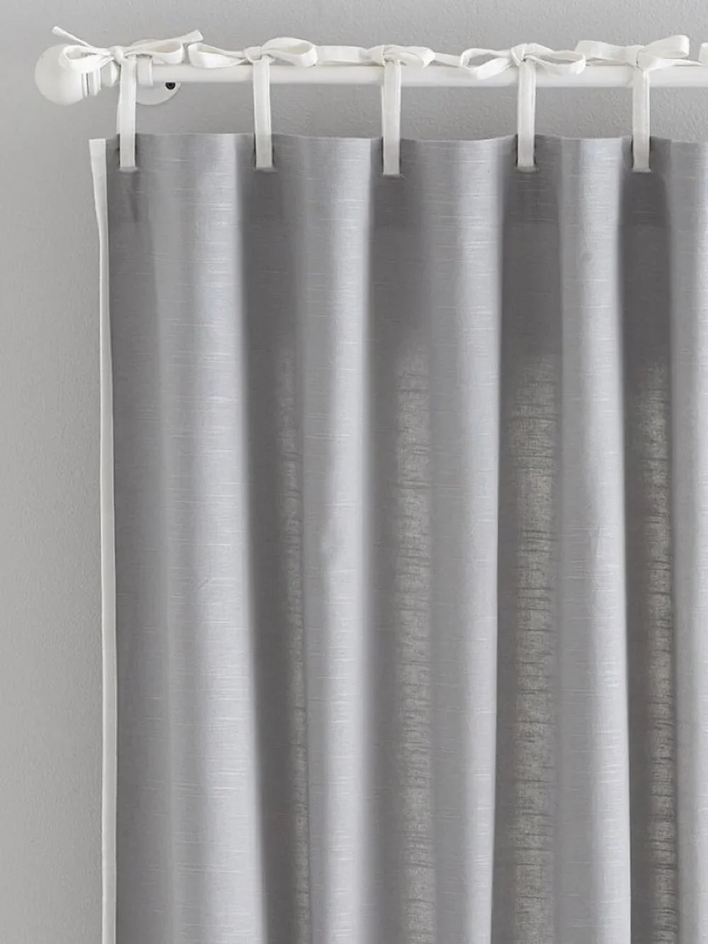 Pottery Barn Breezy Border Non Blackout Curtain Window Panel in Gray White Bows